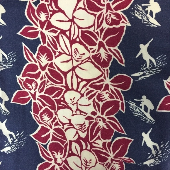 Vintage Hawaiian Surfer Shirt Mens XL Rayon Navy Red Cream Floral Light Weight - Picture 4 of 9